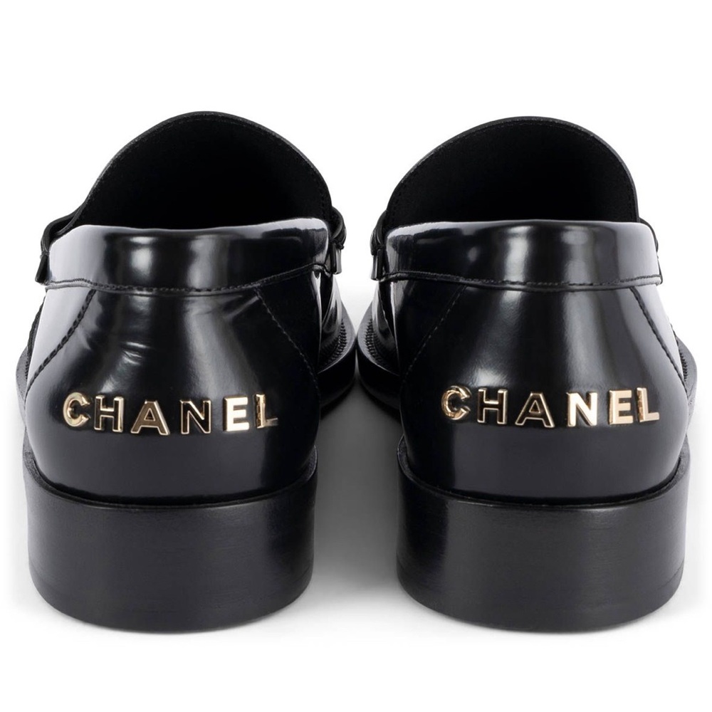 NIB Chanel Shiny Calfskin Loafers 37 Black - Picture 6 of 9